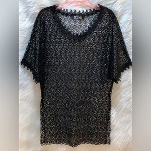Monkey Lace Tunic Top Black See Measurements Bellow Small to Medium